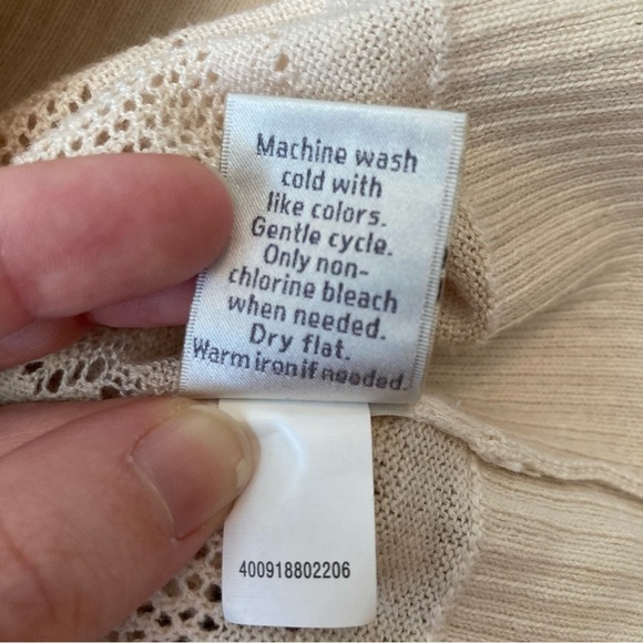 Lauren Conrad Long Cardigan Crochet Knit Cream Long Sleeve Buttons Women's Small - Picture 7 of 7